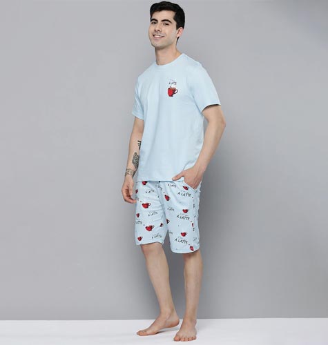 Men Pure Cotton Printed Night suit